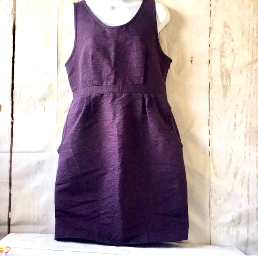 Anthropologie Shipley & Halmos Purple Eggplant Sheath Dress Button Detail